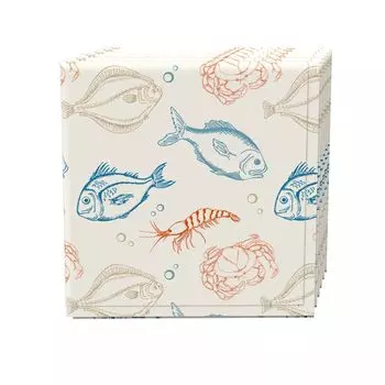 Набор салфеток, 100 % полиэстер, набор из 4 шт., 18x18 дюймов, Retro Sea