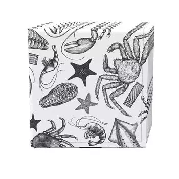 Набор салфеток, 100 % полиэстер, набор из 4 шт., 18x18 дюймов, эскиз морепродуктов