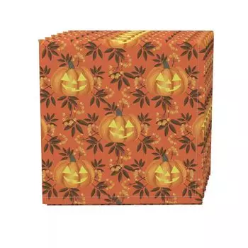 Набор салфеток, 100% полиэстер, набор из 4 шт., 18x18 дюймов Хэллоуин осенью