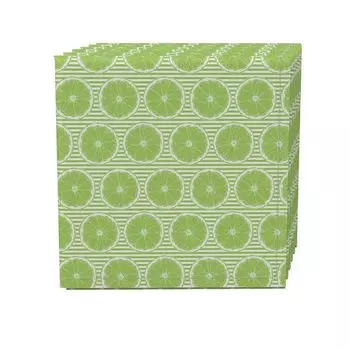 Набор салфеток, 100 % полиэстер, набор из 4 шт., 18x18 дюймов, лайм и зеленые полосы