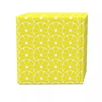 Набор салфеток, 100 % полиэстер, набор из 4 шт., 18x18 дюймов, ломтики лимона по всей поверхности