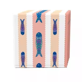 Набор салфеток, 100 % полиэстер, набор из 4 шт., 18x18 дюймов, рыба в зубчатых полосках