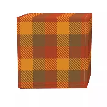 Набор салфеток, 100 % полиэстер, набор из 4 шт., 18x18 дюймов, винтажная осенняя клетчатая клетка