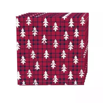 Набор салфеток, 100 % полиэстер, набор из 4 шт., клетчатая ткань Holiday Woodland, 18x18 дюймов