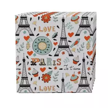 Набор салфеток из 4 шт., 100% хлопок, 20х20 дюймов, цветной парижский дизайн