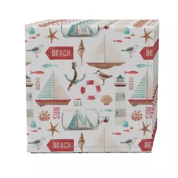 Набор салфеток из 4 шт., 100% хлопок, 20х20 дюймов, фон «Морской берег»