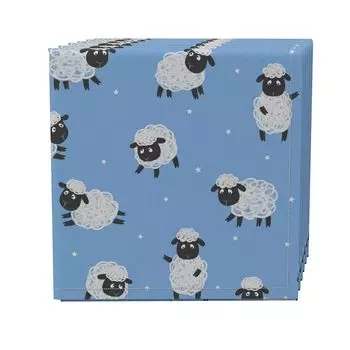 Набор салфеток из 4 шт., 100% хлопок, 20х20 дюймов, Little Sheep Blue