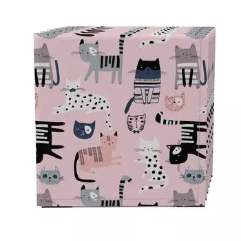 Набор салфеток из 4 шт., 100 % хлопок, 20x20 дюймов, Cartoon Cats Pink
