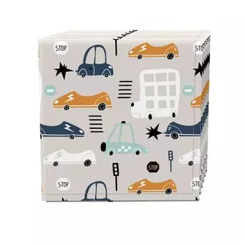 Набор салфеток из 4 шт., 100 % хлопок, 20x20 дюймов, Doodle Cars