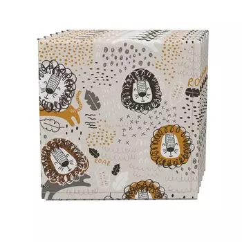 Набор салфеток из 4 шт., 100 % хлопок, 20x20 дюймов, Doodle Lions