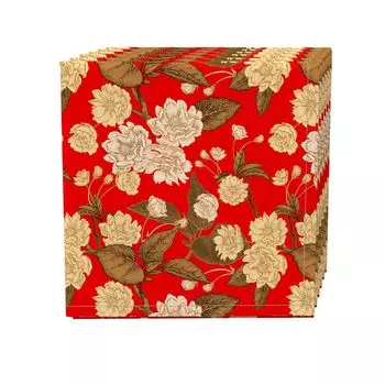 Набор салфеток из 4 шт., 100 % хлопок, 20x20 дюймов, Golden Floral Blossom