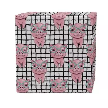 Набор салфеток из 4 шт., 100% хлопок, 20x20 дюймов, Hipster Pigs