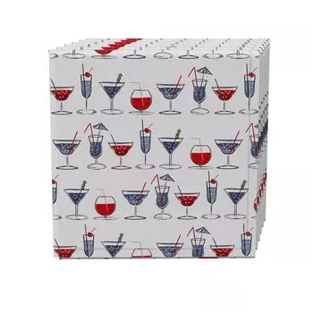 Набор салфеток из 4 шт., 100 % хлопок, 20x20 дюймов, Коктейли в руке