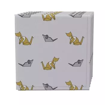 Набор салфеток из 4 шт., 100 % хлопок, 20x20 дюймов, коты-оригами.