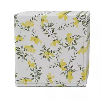 Набор салфеток из 4 шт., 100 % хлопок, 20x20 дюймов, летний цветочный узор для заднего двора