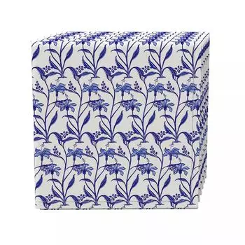 Набор салфеток из 4 шт., 100% хлопок, 20x20 дюймов, лилии в синих оттенках