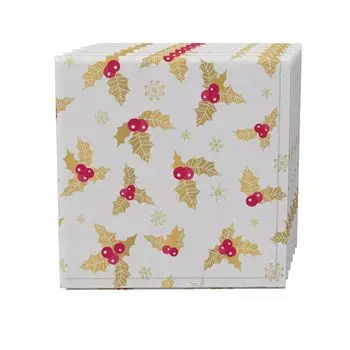 Набор салфеток из 4 шт., 100 % хлопок, 20x20 дюймов, листья Golden Holly Berry Leaves