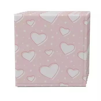 Набор салфеток из 4 шт., 100 % хлопок, 20x20 дюймов, Lovely Hearts Pink