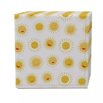 Набор салфеток из 4 шт., 100 % хлопок, 20x20 дюймов, мультяшные рисунки солнца