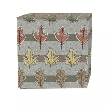 Набор салфеток из 4 шт., 100 % хлопок, 20x20 дюймов, «Осенние листья в полоску»