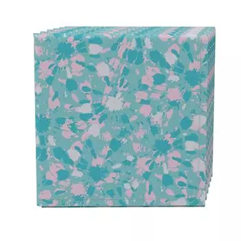 Набор салфеток из 4 шт., 100 % хлопок, 20x20 дюймов, Pink Aqua Tie Dye