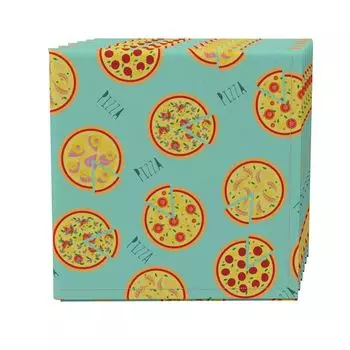 Набор салфеток из 4 шт., 100 % хлопок, 20x20 дюймов, Pizza Pie Design