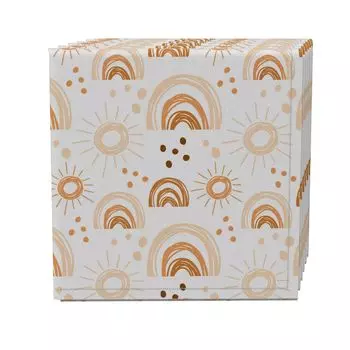 Набор салфеток из 4 шт., 100 % хлопок, 20x20 дюймов, радуги и солнца в стиле бохо