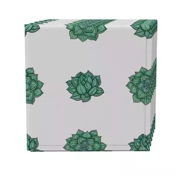 Набор салфеток из 4 шт., 100% хлопок, 20x20 дюймов, растения эхеверия