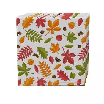 Набор салфеток из 4 шт., 100 % хлопок, 20x20 дюймов, разные листья.