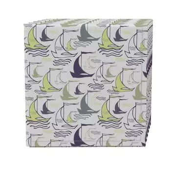 Набор салфеток из 4 шт., 100% хлопок, 20x20 дюймов, Sailing Boats Design