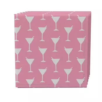Набор салфеток из 4 шт., 100 % хлопок, 20x20 дюймов, Simple Martinis Pink