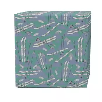 Набор салфеток из 4 шт., 100% хлопок, 20x20 дюймов, Ski Top Mountains
