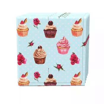 Набор салфеток из 4 шт., 100 % хлопок, 20x20 дюймов, Vintage Cupcakes & Dots