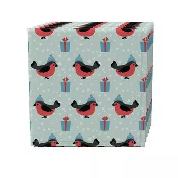 Набор салфеток из 4 шт., 100 % хлопок, 20x20 дюймов, Winter Cardinals & Presents