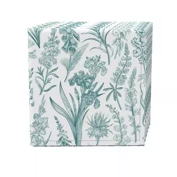 Набор салфеток из 4 шт., 100 % хлопок, 20x20 дюймов, Зеленые садовые цветы