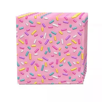 Набор салфеток из 4 шт., 100 % хлопок, 20x20 дюймов, Rainbow Sprinkles Pink