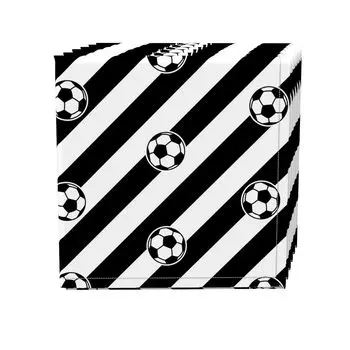 Набор салфеток из 4 шт., 100 % хлопок, 20x20 дюймов, в полоску с футбольным мячом