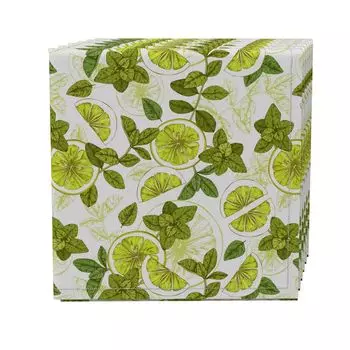 Набор салфеток из 4 шт., 100 % хлопок, 20x20 дюймов, мята с лимонами