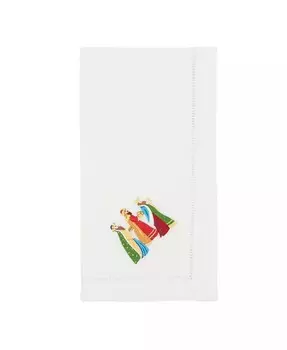 Набор салфеток Majestic с вышивкой «Три короля», 6 шт., 20 x 20 дюймов Saro Lifestyle, белый