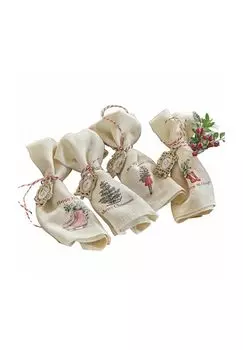 Набор салфеток Merry & Bright, 4 шт. белый/красный Loberon, бело-красный