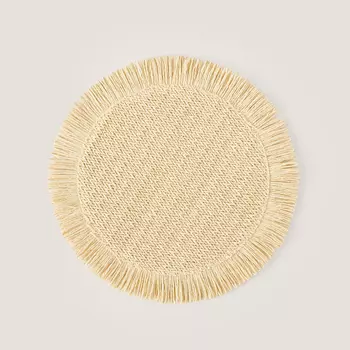 Набор салфеток под столовые приборы Zara Home Fringed Paper, 2 предмета, 38 см, светло-бежевый