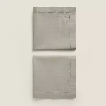 Набор салфеток Zara Home Hemstitched Cotton, 2 штуки, серый