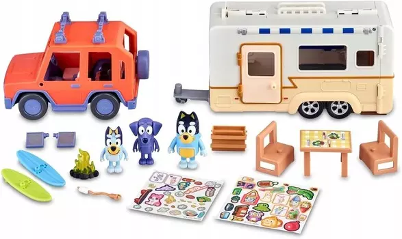 Набор «Семейный Автомобиль Синий» И Кемпинговый Прицеп + 3 Фигурки Автомобилей Moose Toys