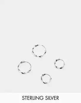 Набор серег-колец Kingsley Ryan из расплавленного стерлингового серебра, 2 шт
