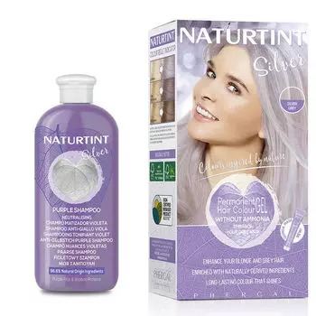 Набор: шампунь Silver Violet Plus, 330 мл + краска для волос Silver Silver Gray, 170 мл Naturtint Silver