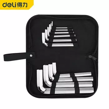 Набор шестигранных ключей Deli, шестигранная отвертка, набор инструментов, тканевая сумка, шестигранная с плоской головкой, набор из 10 предметов DELI3110