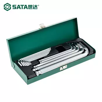 Набор шестигранных ключей SATA, 14 предметов, с удлиненной шаровой головкой, шестигранный ключ SVCM, метрическая железная коробка из закаленной стали SVCM 09141 (1,5–17 мм) в наличии