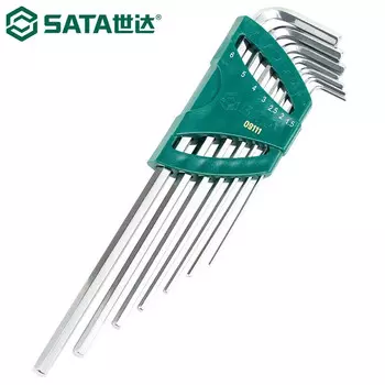 Набор шестигранных ключей SATA из 7 предметов, удлиненный шестигранный ключ с плоской головкой, шестигранный шестигранник из закаленной стали SVCM из закаленной стали 09111 (1,5-6 мм) в наличии