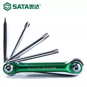 Набор шестигранных ключей SATA складной метрический Шестигранный ключ 8-в-1 Набор шестигранных отверток 05566