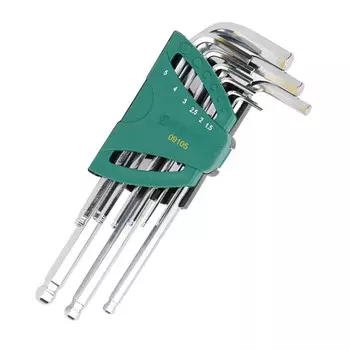 Набор шестигранных ключей Shida с удлиненной шаровой головкой, 9 предметов, 1,5–10 мм 09105 SATA